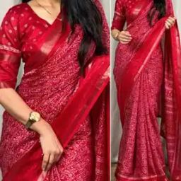 Women Printed Art Silk Saree with Tassels-image-72