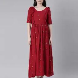 Embroidered Fit & Flare Dress-image-10