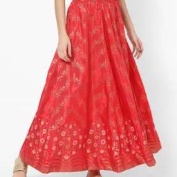 Floral Print Flared Skirt with Elasticated Waist-image-56
