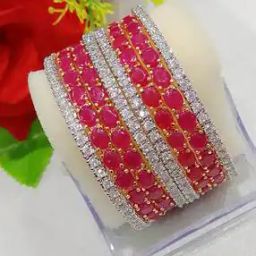 Set of 8 Ruby-Studded Bangles-1
