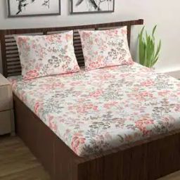 144 TC Cotton Lilac Birch Double Bedsheet with 2 Pillow Covers-image-15