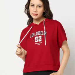 Women Printed Regular Fit Hooded Top-image-47