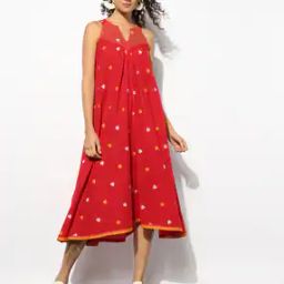 Yarn Dyed Jaquard Halter-Neck Dress with Bias Flare-image-99