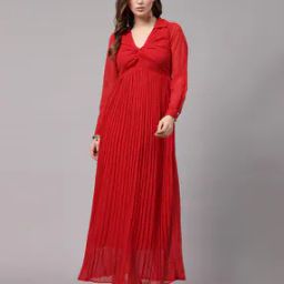 Women Pleated Fit & Flare Dress-image-66