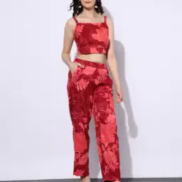 Women Floral Print Crop Top with Pants-picture-8