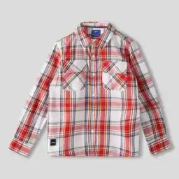 Boys Checked Relaxed Fit Shirt with Flap Pockets-image-81