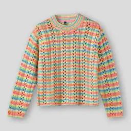 Girls Knitted Relaxed Fit Round-Neck Sweater-image-11