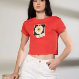 Women Floral Print Fitted Round-Neck T-Shirt-image-53