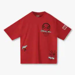 Boys Spider Man Print Oversized Round-Neck T-Shirt-image-2