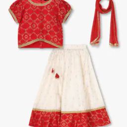 Girls Foil Print Chaniya Choli Set with Dupatta-image-18