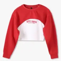 Girls Typographic Print Varsity Regular Fit Twofer Top-picture-2