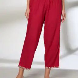 Women Regular Fit Flat-Front Cropped Palazzos-picture-9