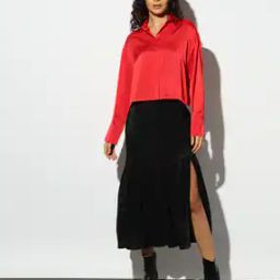 Regular Fit Drop Shoulder Cropped Shirt-image-80