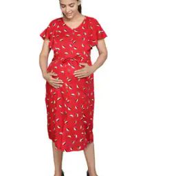 Leaf Print A-Line Dress with Waist Tie-Up-picture-21