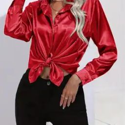 Women Loose Fit Shirt with Tie Up-image-64