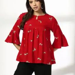 Women All-Over Print Relaxed Fit Cotton Top-image-71