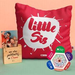 Printed Cushion Cover with Wooden Plaque & Greeting Card-35