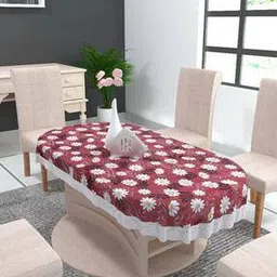 Floral Print Waterproof 6-Seater Dining Table Cover-image-85