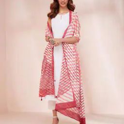 Women Geometric Print Dupatta with Tassels-11
