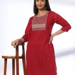 Women Embroidered Straight Kurta-image-59