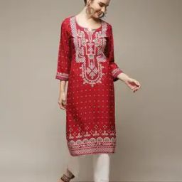 Women Geometric Print Straight Kurta-image-40