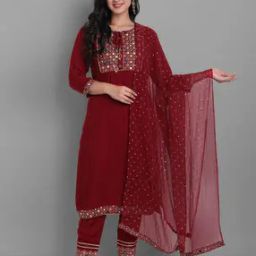 Embroidery Straight Kurta Set-picture-37