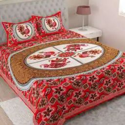 144 TC Floral Print Single Bedsheet with Pillow Covers-48