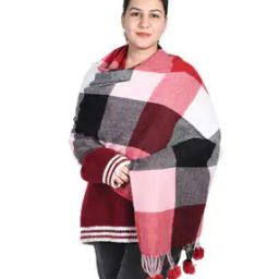 Women Checked Stole with Tassels-7