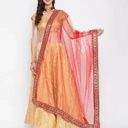Embellished Dupatta with Lace Border-picture-29