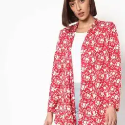 Floral Print Front-Open Shrug-image-5