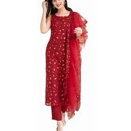 Embellished 3-Piece Semi-Stitched Anarkali Dress Material-picture-10