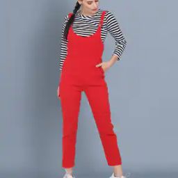 Women Dungaree with Striped Top-image-6