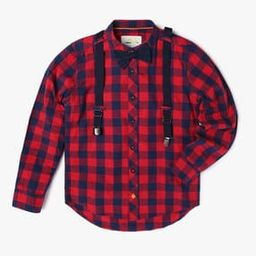 Checked Mandarin Collar Shirt-image-14