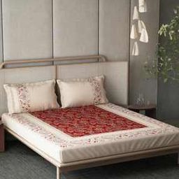 180 TC Floral Print King-Size Bedsheet with Pillow Covers-12