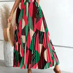Women Printed Pleated A-Line Skirt-picture-11