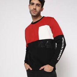 Colourblock Slim Fit Crew-Neck Sweatshirt-image-6