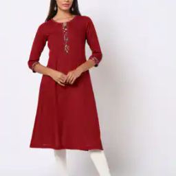 A-Line Kurta with Embroidered Yoke-image-14