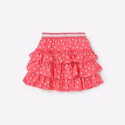 Polka-Dot Print Tiered Skirt-image-72