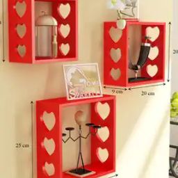 Set of 3 Wooden Cube Wall Shelves-27