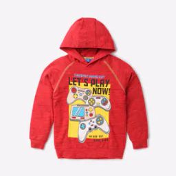 Graphic Print Hoodie with Ribbed Hem-image-11