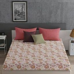 120 TC Floral Print Queen-Size Bedsheet with Pillow Covers-picture-24