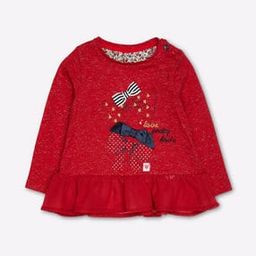 Textured Crew-Neck T-shirt with Ruffled Hemline-image-30