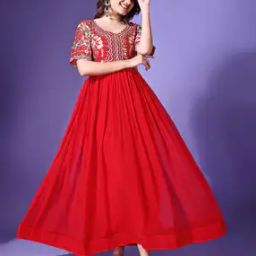 Women Embroidery Anarkali Kurti-image-26