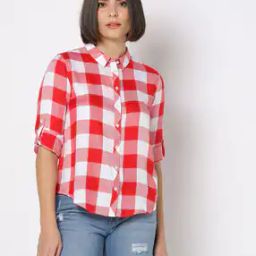 Checked Shirt with Roll-Up Tab-image-55