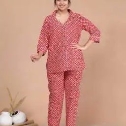 Women Floral Shirt & Pyjama Nightwear Set-image-21