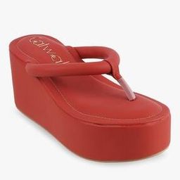 Women Brand Print T-Strap Wedges-image-38