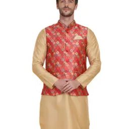 Printed Nehru Jacket with Welt Pockets-13