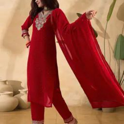 Embroidery Straight Kurta Set-image-6