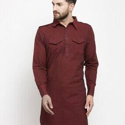 Textured Long Kurta with Flap Pockets-image-0