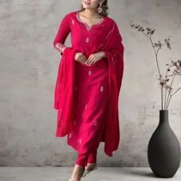 Women Embroidered Straight Kurta with Pants & Dupatta-image-66